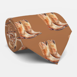 Tough Brown Cowboy Boots Neck Tie