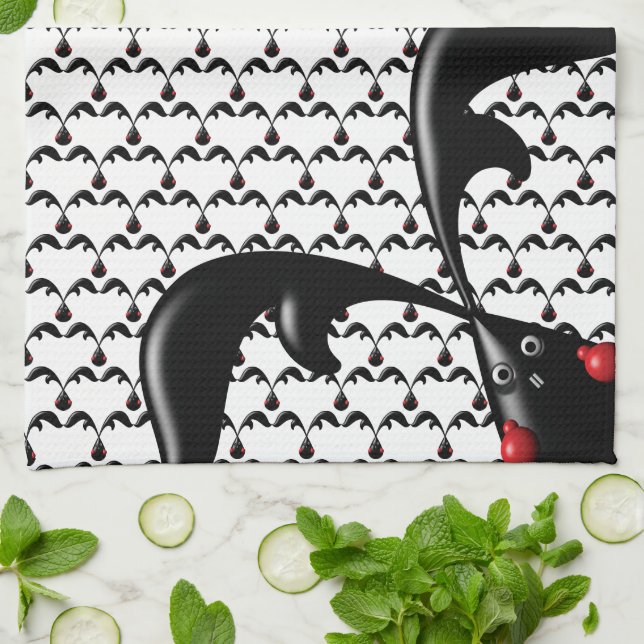 TOUGH BUNNY Cute Boxer Rabbit Kitchen Towel (Folded)