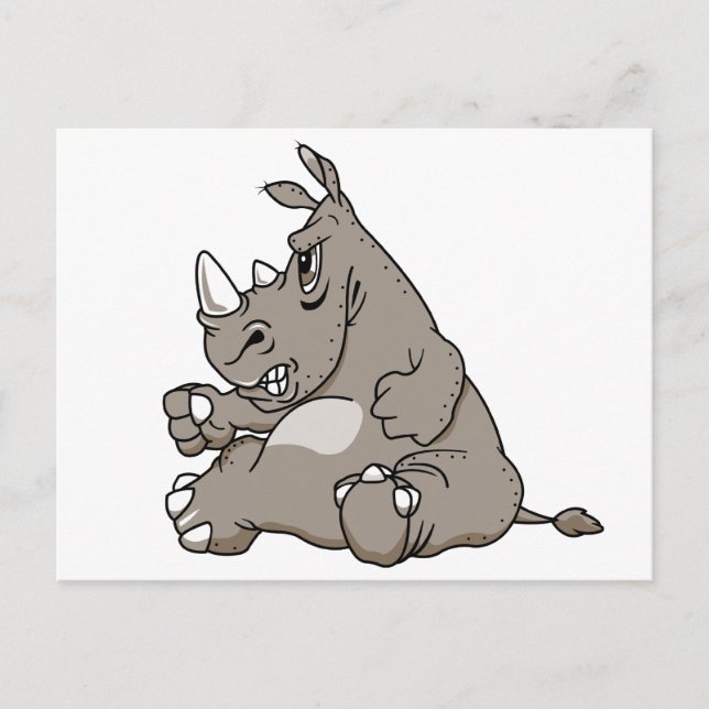 Tough Cartoon Rhino Postcard (Front)