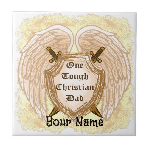 Tough Christian Dad apron Ceramic Tile