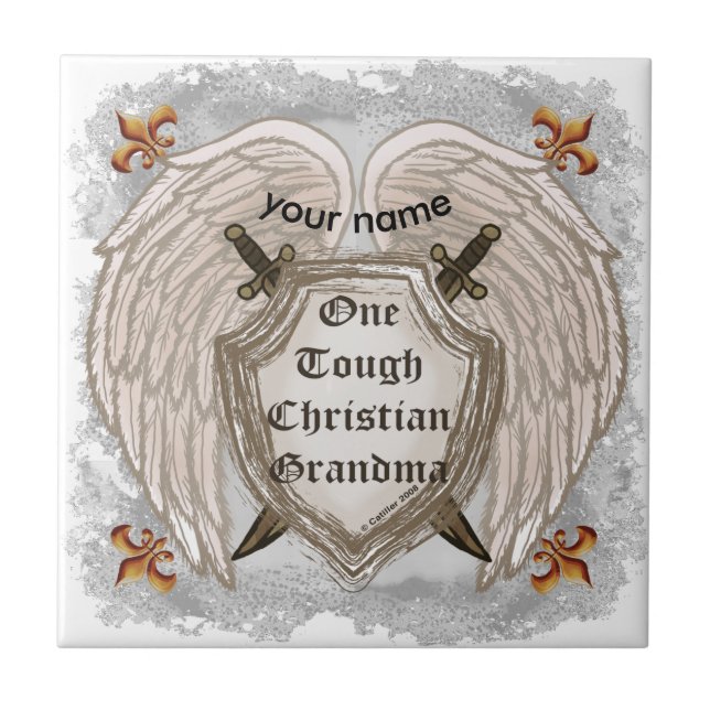 Tough Christian Grandma  Ceramic Tile (Front)