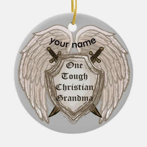 Tough Christian Grandma custom name ornament