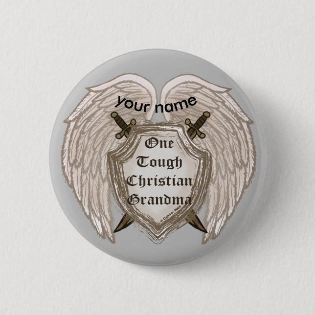 Tough Christian Grandma  pin button (Front)