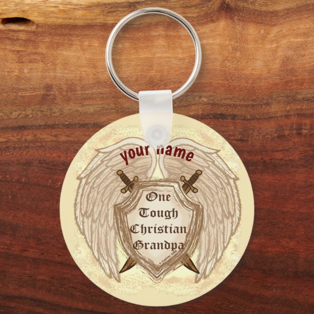 Tough Christian Grandpa  keychain (Front)