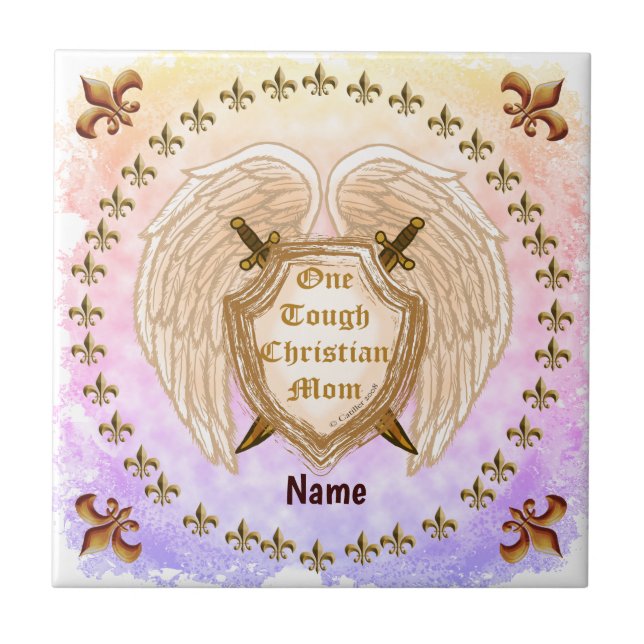 Tough Christian Mom  Ceramic Tile (Front)