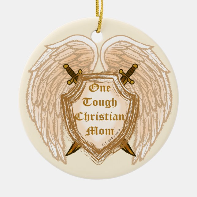 Tough Christian Mom  ornament (Front)