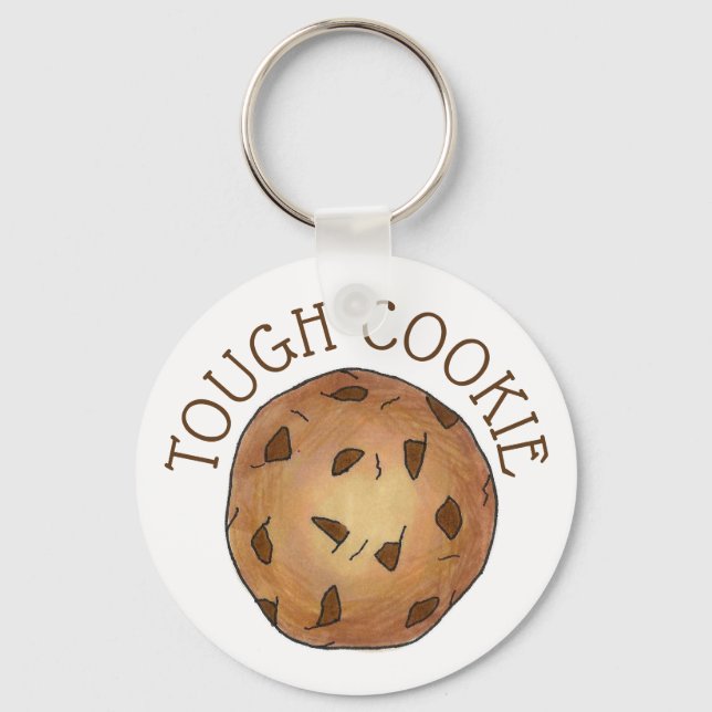 TOUGH COOKIE Chocolate Chip Baker Foodie Dessert Keychain (Front)
