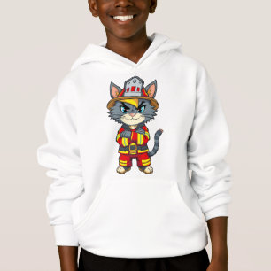 Tough Firefighter Cat – 90s Cartoon Style Hoodie