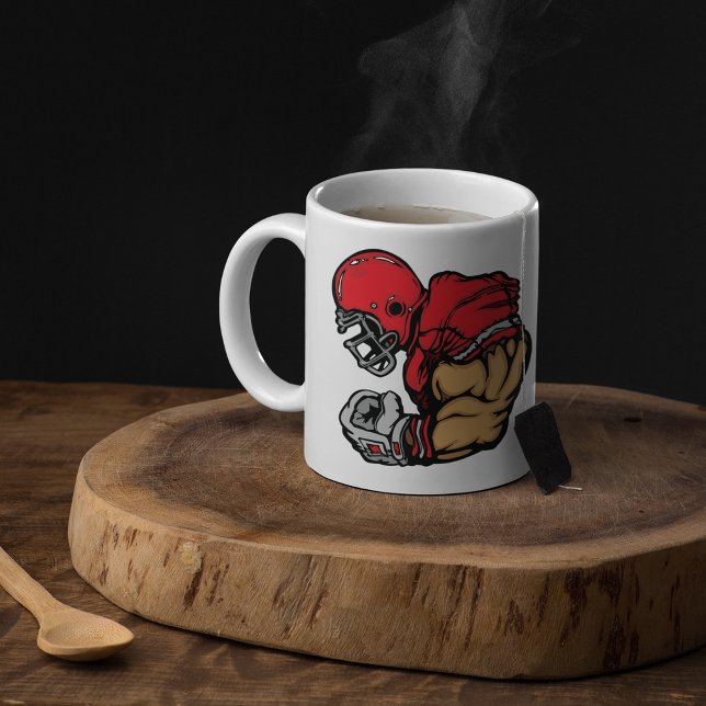 Tough Football Warrior Mascot Red Helmet Muscle  Coffee Mug (Creator Uploaded)