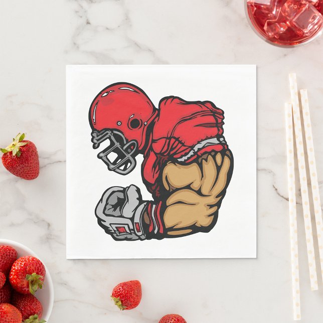 Tough Football Warrior Mascot Red Helmet Muscle  Napkins (Creator Uploaded)