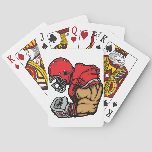 Tough Football Warrior Mascot Red Helmet Muscle  Poker Cards (Back)