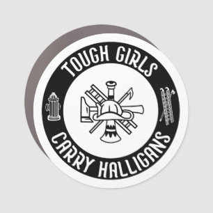 Tough Girls Carry Halligans Funny Firefighter Cool Car Magnet