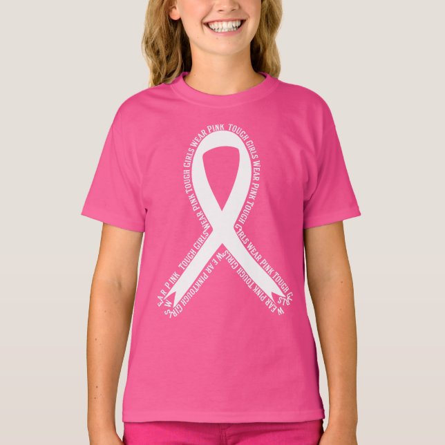 Tough Girls Wear Pink Breast Cancer Awareness T-Shirt (Front)