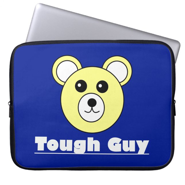 Tough Guy Cute Bear Face Laptop Sleeve (Front)