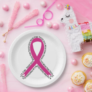 Tough Guys Wear Pink Breast Cancer Awareness Paper Plates