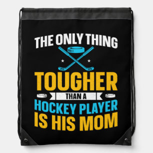 Tough Hockey Mom Square Drawstring Bag