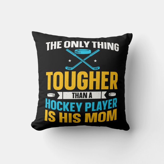 Tough Hockey Mom Square Throw Pillow (Front)
