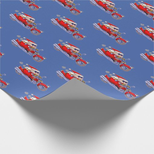 Tough looking Santa Claus riding his motorcycle Wrapping Paper Zazzle