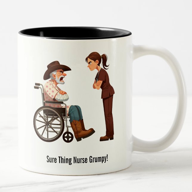Tough Texas Rancher and Angry Nurse Showdown Two-Tone Coffee Mug (Creator Uploaded)