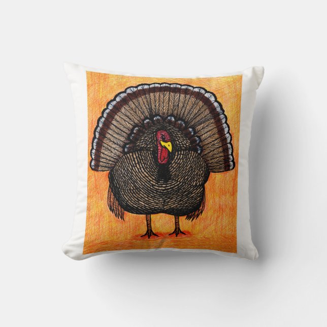 Tough Turkey Throw Pillow (Front)