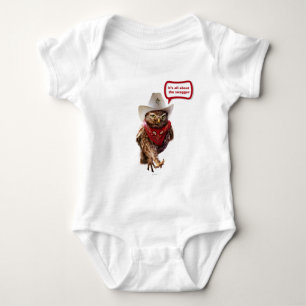 Tough Western Sheriff Owl with Attitude & Swagger Baby Bodysuit