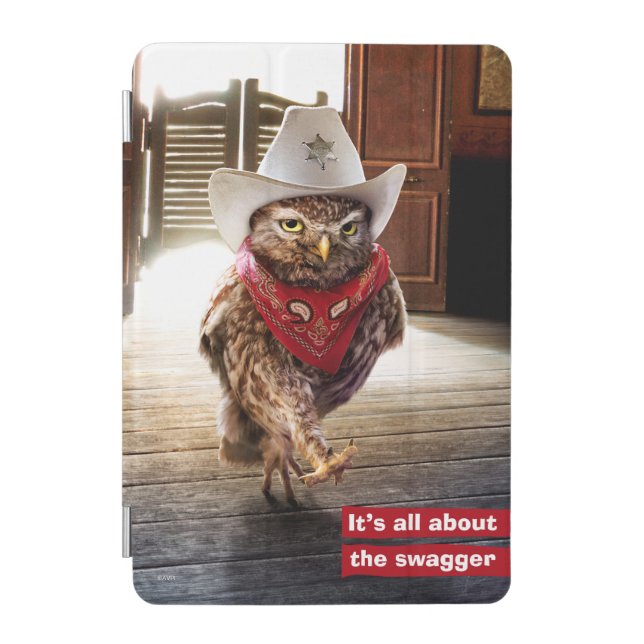 Tough Western Sheriff Owl with Attitude & Swagger iPad Mini Cover (Front)