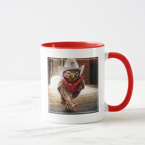 Tough Western Sheriff Owl with Attitude  Swagger Mug