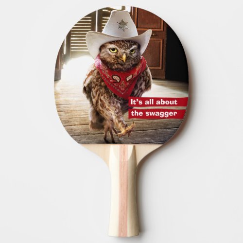 Tough Western Sheriff Owl with Attitude  Swagger Ping Pong Paddle