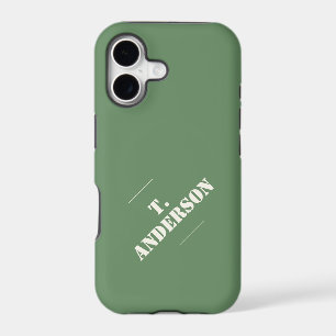 Tough White Name on Solid Color Pine Green iPhone 17 Case