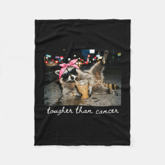 Tougher than cancer raccoon breast cancer fleece blanket