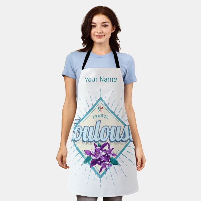 Toulouse City France Retro Violets Vintage Souveni Apron (Worn)