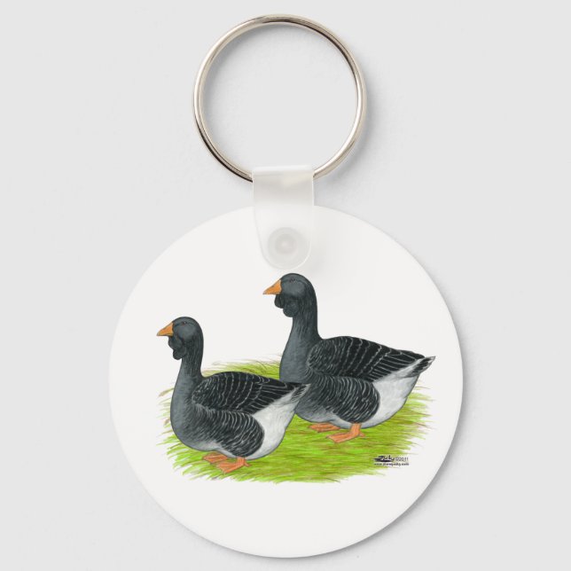 Toulouse Dewlap Geese Keychain (Front)
