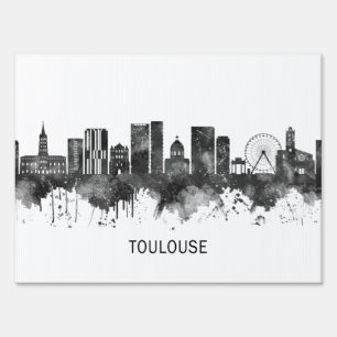 Toulouse France Skyline BW Sign