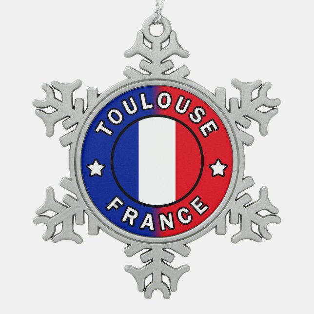 Toulouse France Snowflake Pewter Christmas Ornament (Front)