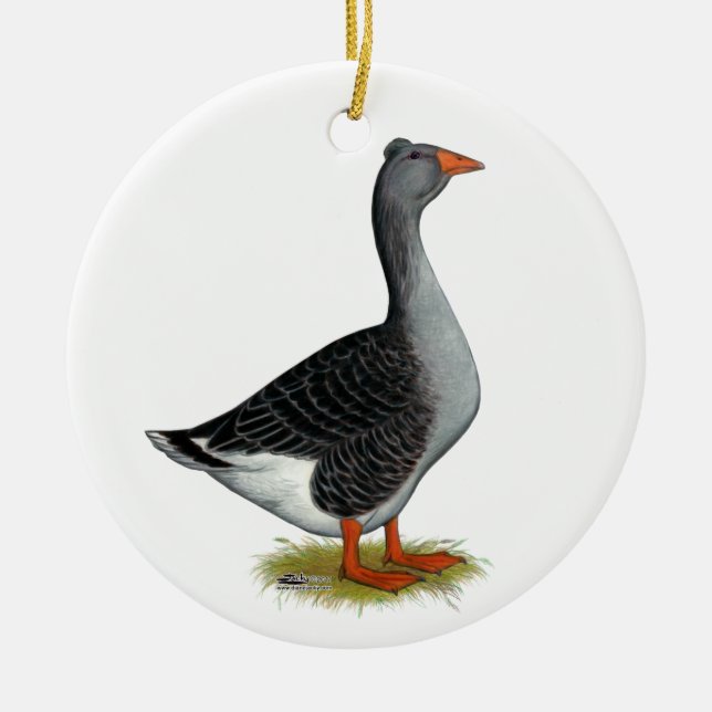 Toulouse Goose Tufted Ceramic Ornament (Front)