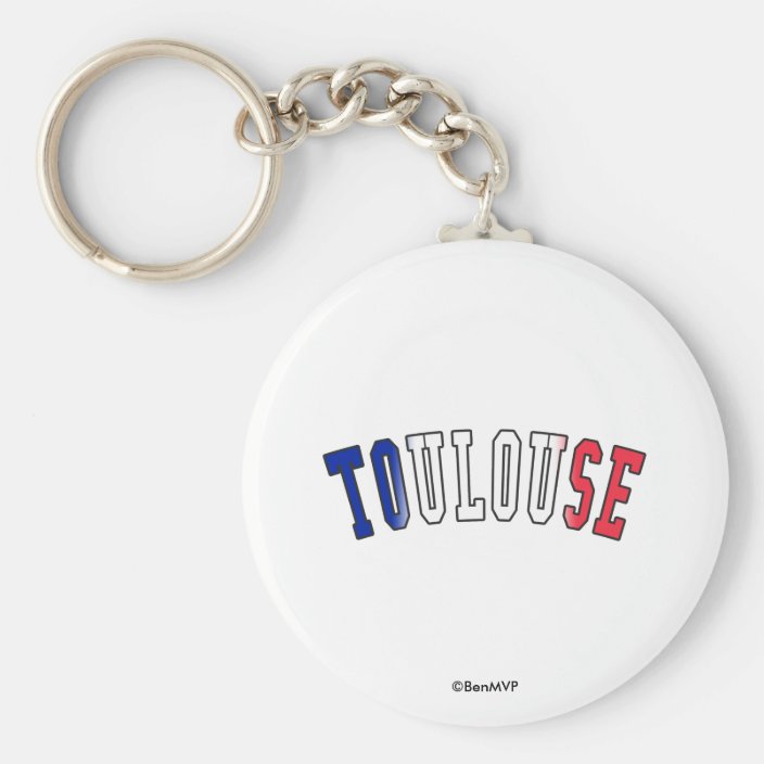 Toulouse in France National Flag Colors Key Chain