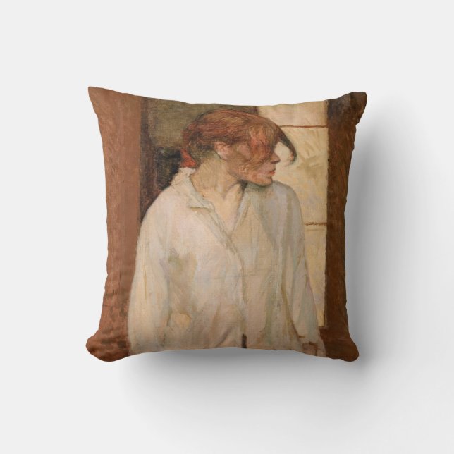 Toulouse-Lautrec - A Montrouge, Rosa La Rouge Throw Pillow (Front)