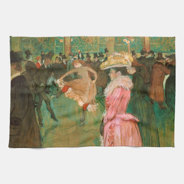 Toulouse-Lautrec - At the Rouge, The Dance Kitchen Towel (Horizontal)