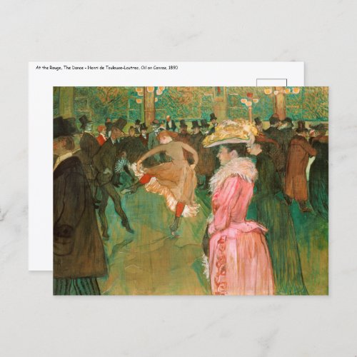 Toulouse_Lautrec _ At the Rouge The Dance Postcard
