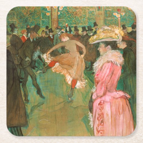 Toulouse_Lautrec _ At the Rouge The Dance Square Paper Coaster