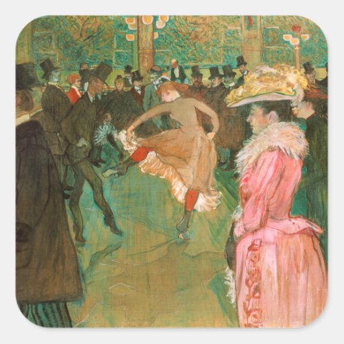 Toulouse_Lautrec _ At the Rouge The Dance Square Sticker
