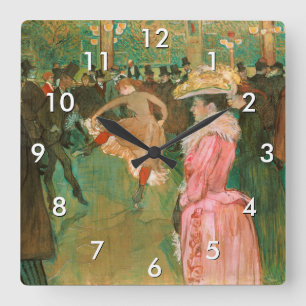 Toulouse-Lautrec - At the Rouge, The Dance Square Wall Clock