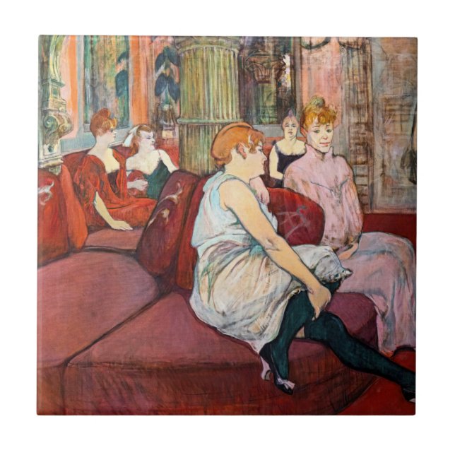 Toulouse-Lautrec - At the Salon, rue des Moulins Ceramic Tile (Front)