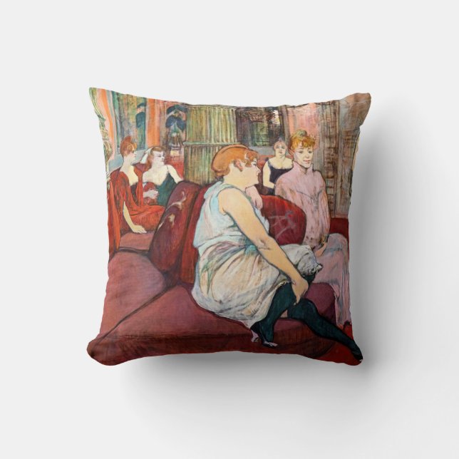 Toulouse-Lautrec - At the Salon, rue des Moulins Throw Pillow (Front)