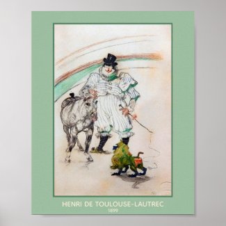 Toulouse-Lautrec, Circus Clown w Horse and Monkey  Poster