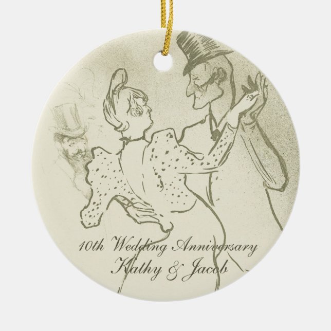 Toulouse Lautrec - Dancing couple | Anniversary Ceramic Ornament (Front)
