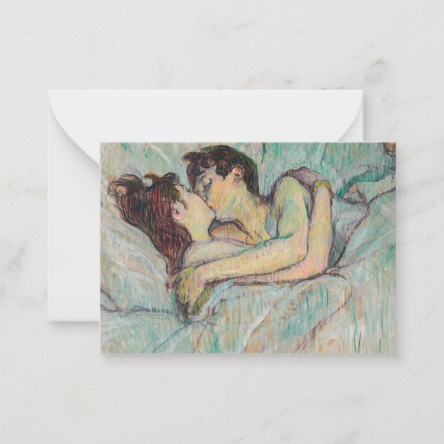 Toulouse-Lautrec - In Bed, The Kiss Note Card (Front)