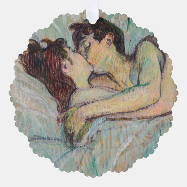 Toulouse-Lautrec - In Bed, The Kiss Ornament Card (Front)