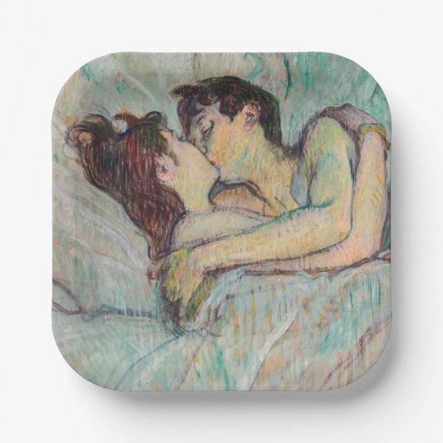 Toulouse-Lautrec - In Bed, The Kiss Paper Plates (Front)