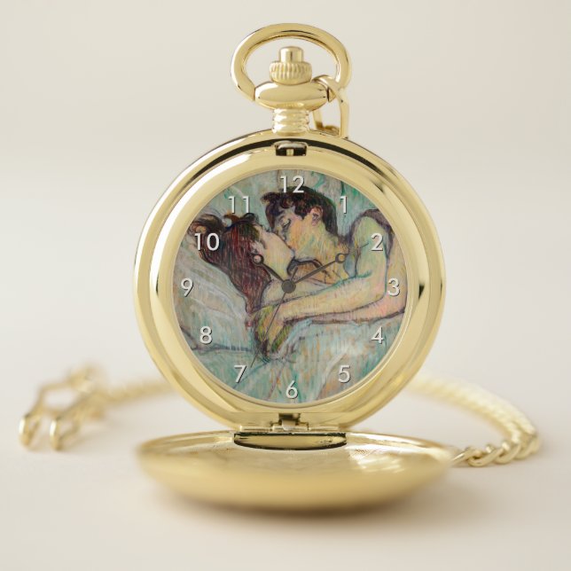 Toulouse-Lautrec - In Bed, The Kiss Pocket Watch (Inside)